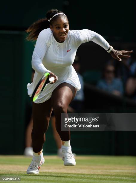 Serena Williams of USA during her semi-final match against Julia Goerges of Germany on day ten of the Wimbledon Lawn Tennis Championships at the All...