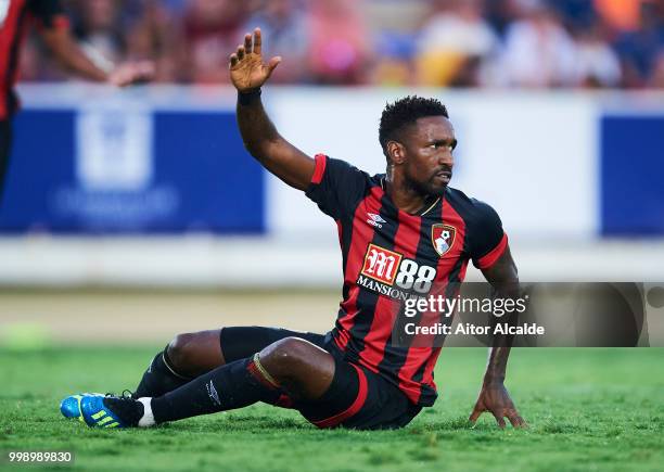 Jermain Defoe of AFC Bournemouth reacts during Pre- Season friendly Match between Sevilla FC and AFC Bournemouth at La Manga Club on July 14, 2018 in...