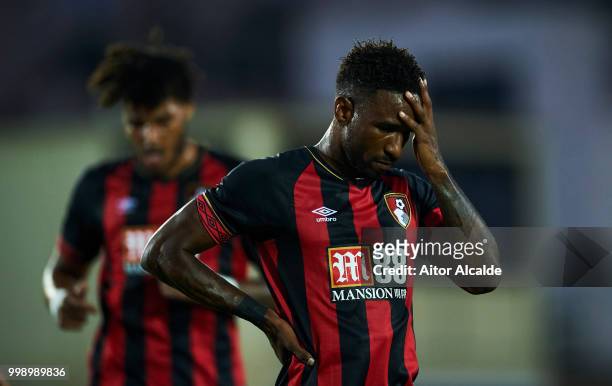 Jermain Defoe of AFC Bournemouth reacts during Pre- Season friendly Match between Sevilla FC and AFC Bournemouth at La Manga Club on July 14, 2018 in...
