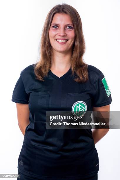 Annika Paszehr poses during a portrait session at the Annual Women's Referee Course on July 14, 2018 in Grunberg, Germany.