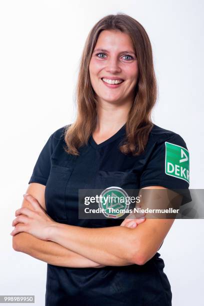 Annika Paszehr poses during a portrait session at the Annual Women's Referee Course on July 14, 2018 in Grunberg, Germany.