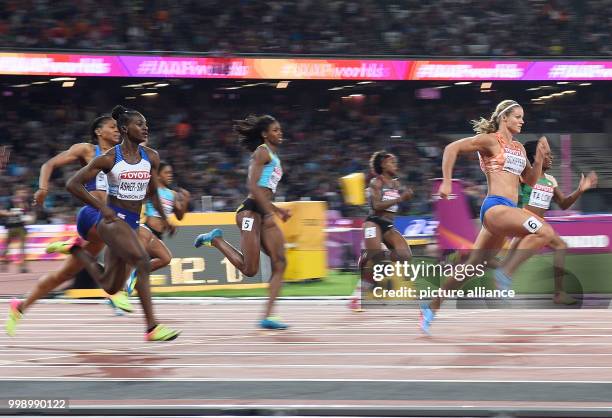 Dutch athlete Dafne Schippers leads the field in the women's 200 metre running event final at the IAAF World Championships, in London, UK, 11 August...