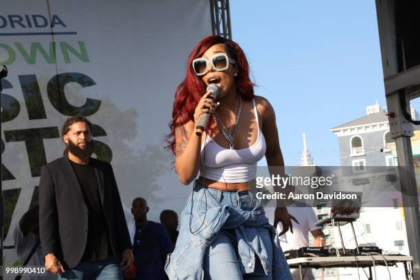 Michelle performs during the Overtown Music & Arts Festival 2018 on July 14, 2018 in Miami, Florida.