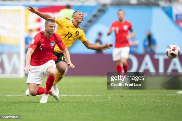 Youri Tielemans midfielder of Belgium and Eric Dier midfielder of England during the FIFA 2018 World Cup Russia Play-off for third place match...