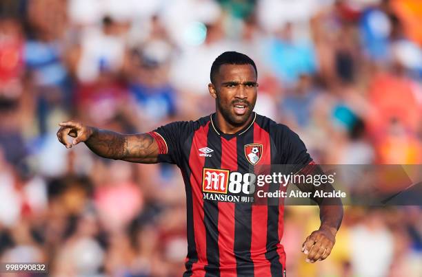 Callum Wilson of AFC Bournemouth reacts during Pre- Season friendly Match between Sevilla FC and AFC Bournemouth at La Manga Club on July 14, 2018 in...