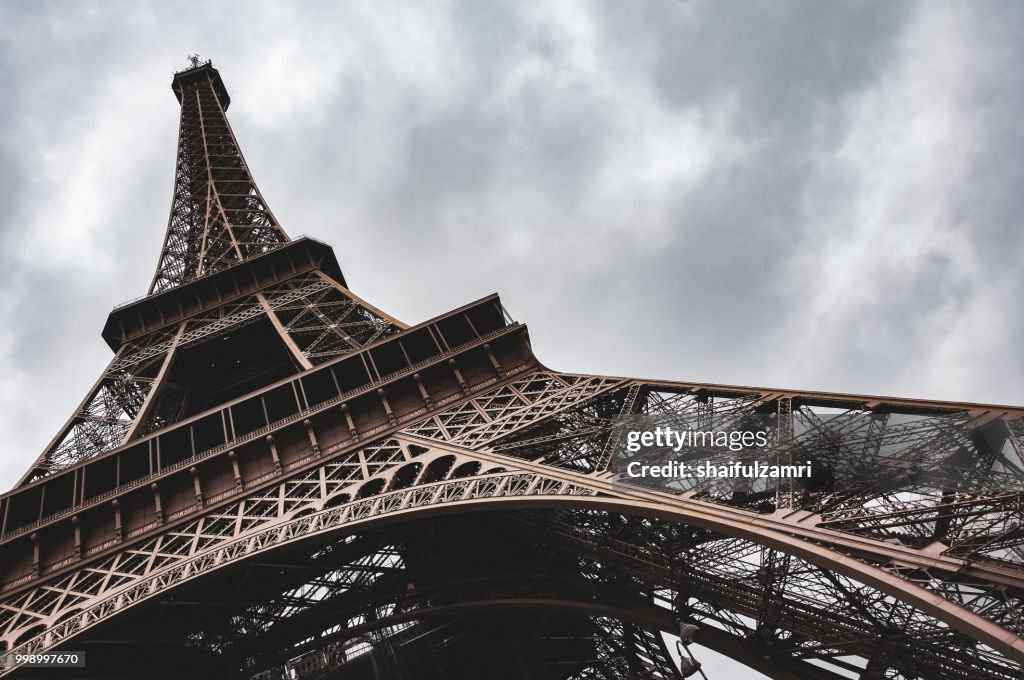 The Eiffel tower from the river Seine in Paris, France