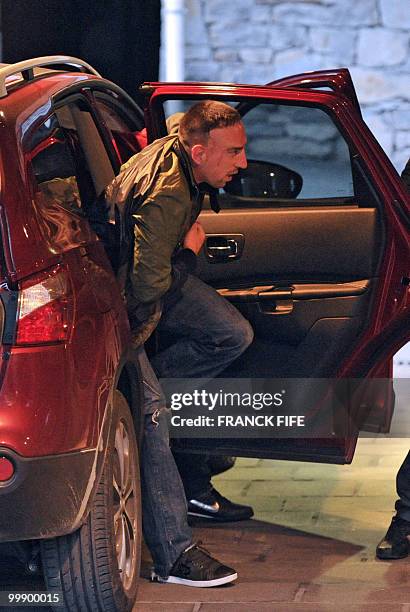 French forward Franck Ribery arrives at France's national football team pre-World Cup training camp for the upcoming FIFA 2010 World Cup in Tignes,...