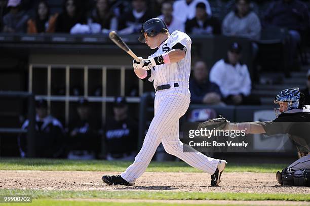 Gordon Beckham of the Chicago White Sox bats against the Toronto Blue Jays on May 9, 2010 at U.S. Cellular Field in Chicago, Illinois. The Blue Jays...