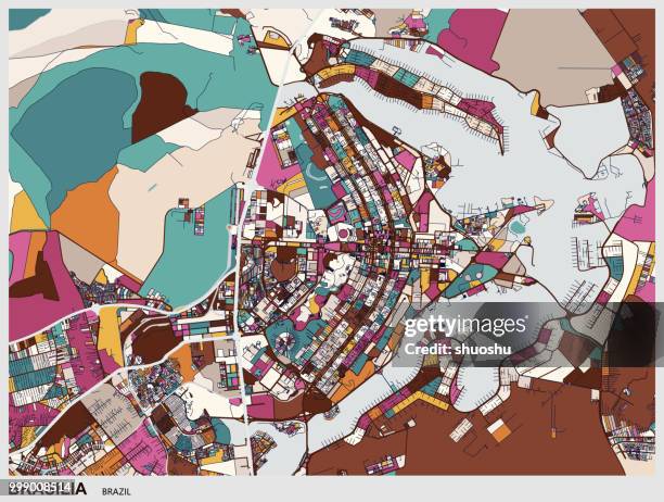 ilustrações, clipart, desenhos animados e ícones de mapa de arte da cidade de brasília - cartografia