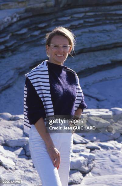 Portrait de Michèle Alliot-Marie le 2 novembre 1986 à Biarritz, France.