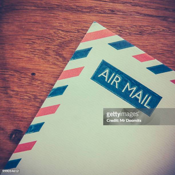 retro air mail envelope - top secret stock-fotos und bilder