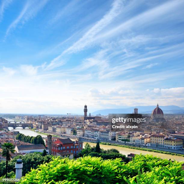 aerial view of florence - campanário florença imagens e fotografias de stock