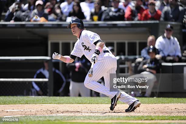 Gordon Beckham of the Chicago White Sox bats against the Toronto Blue Jays on May 9, 2010 at U.S. Cellular Field in Chicago, Illinois. The Blue Jays...