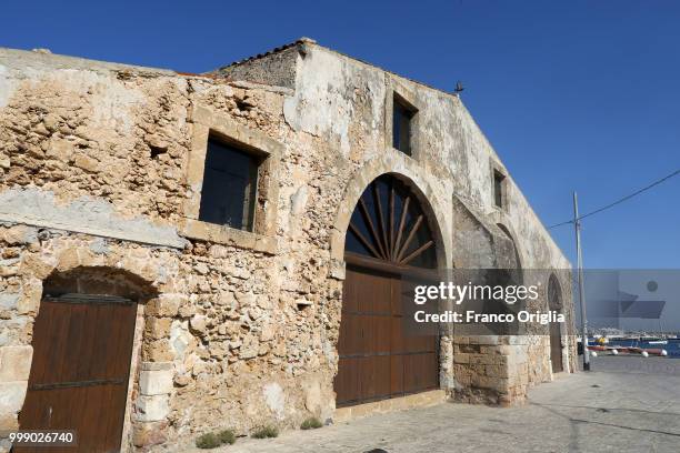 View of The Tonnara of Marzamemi, a place where the Tv series based on Inspector Montalbano was filmed on June 05, 2018 in Marzamemi, Syracuse,...