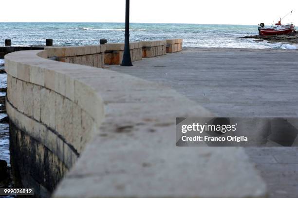 View of Sampieri seafront, a place where the Tv series based on Inspector Montalbano was filmed on June 05, 2018 in Sampieri, Ragusa, Italy....