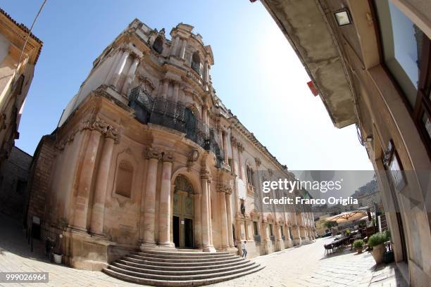 View of the Church of San Michele Arcangelo, a place where the Tv series based on Inspector Montalbano was filmed on June 05, 2018 in Scicli, Ragusa,...