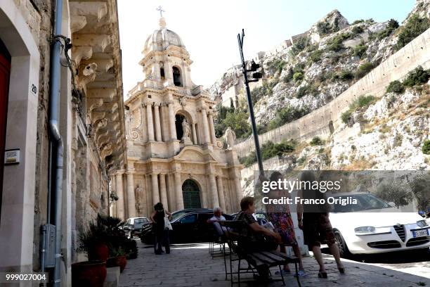 View of the Church of San Bartolomeo, a place where the Tv series based on Inspector Montalbano was filmed on June 05, 2018 in Scicli, Ragusa, Italy....