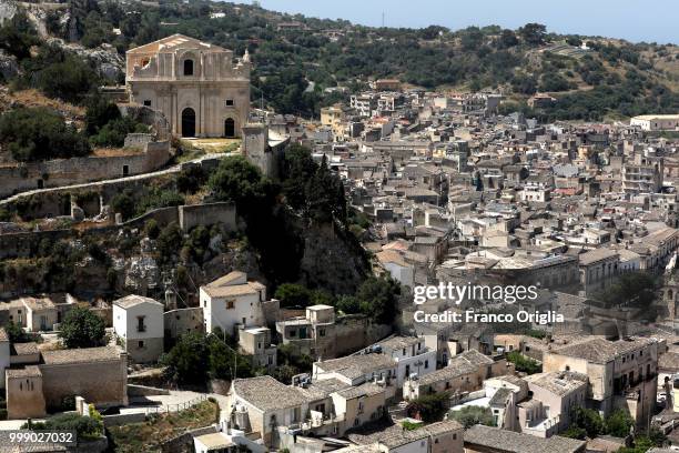 View of Scicli and the Church of San Matteo , a place where the Tv series based on Inspector Montalbano was filmed on June 05, 2018 in Scicli,...