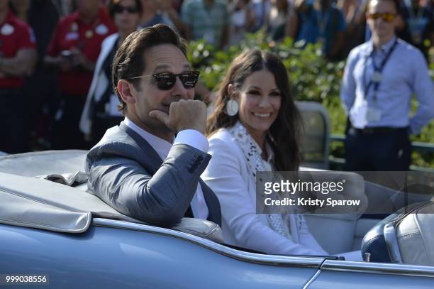 Actors Paul Rudd and Evangeline Lilly arrive at the European Premiere of Marvel Studios "Ant-Man And The Wasp" at Disneyland Paris on July 14, 2018...