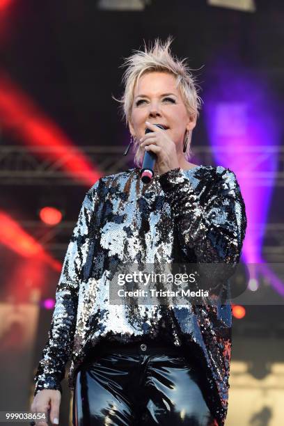 Inka Bause performs at the Radio B2 SchlagerHammer Open-Air-Festival at Hoppegarten on July 14, 2018 in Berlin, Germany.