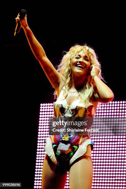Rita Ora performs during Hits Radio Live at Manchester Arena on July 14, 2018 in Manchester, England.
