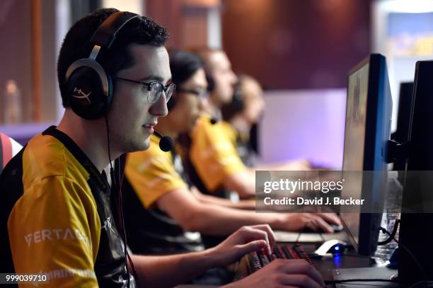 Gamer Hunter "hwinn" Winn of Spacestation Gaming plays "PlayersUnknown's Battlegrounds" as he competes in the PUBG Pan-Continental tournament during...