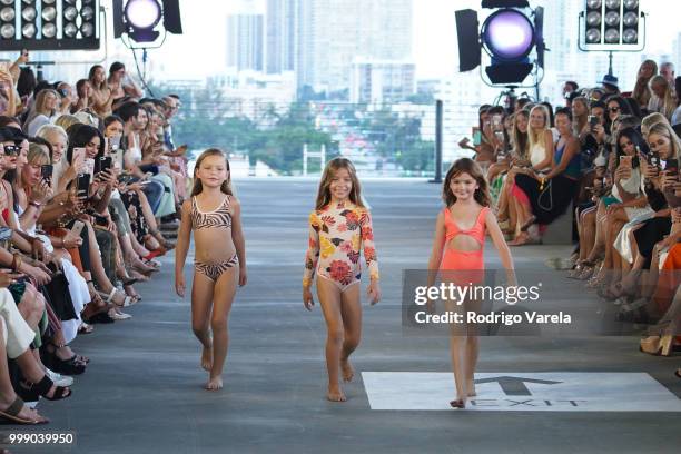 Models walk the runway for Acacia Resort 2019 during Paraiso Fashion Fair at 1111 Lincoln Road on July 14, 2018 in Miami, Florida.