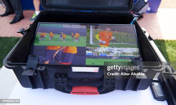 First match to use the VAR system in Spain during Pre- Season friendly Match between Sevilla FC and AFC Bournemouth at La Manga Club on July 14, 2018...