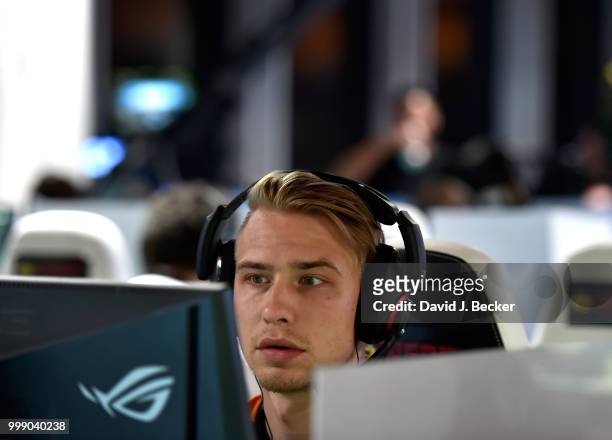 Gamer Anssi "AndyPyro" Huovinen of team Method plays "PlayersUnknown's Battlegrounds" as he competes in the PUBG Pan-Continental tournament during...