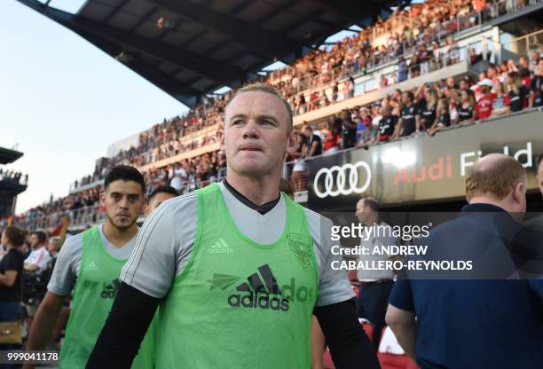 Wayne Rooney of DC United walks past the stands before the DC United against the Vancouver Whitecaps FC match in Washington DC on July 14, 2018.