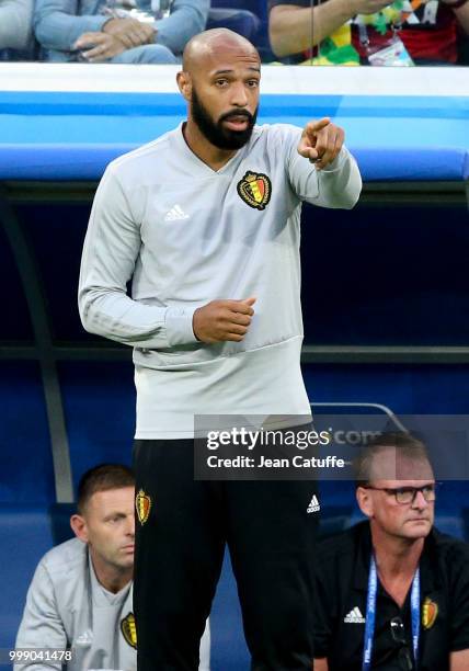 Assistant coach of Belgium Thierry Henry during the 2018 FIFA World Cup Russia Semi Final match between France and Belgium at Saint Petersburg...