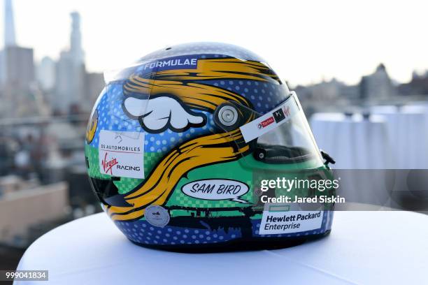 Virgin Racing team driver helmet on display at "Art Goes Green" event at The New Museum in New York, organized by Kaspersky Lab in Collaboration with...