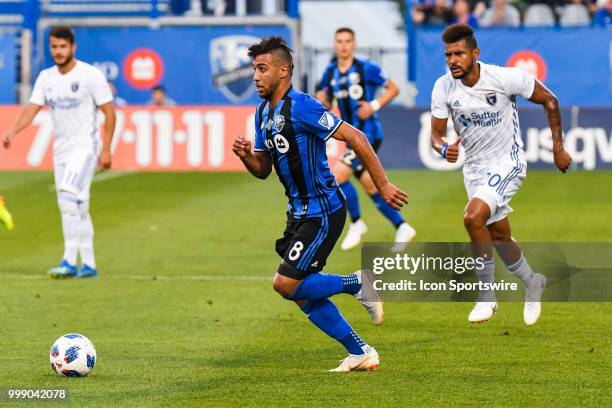 Montreal Impact midfielder Saphir Taider runs towards the ball during the San Jose Earthquakes versus the Montreal Impact game on July 14 at Stade...