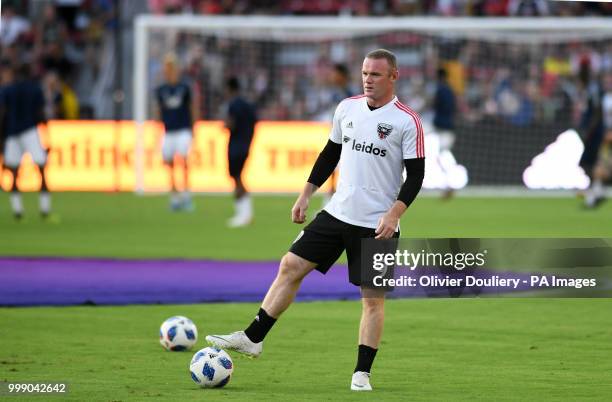 United player Wayne Rooney in action before the Major League Soccer match between D.C. United and Vancouver Whitecaps FC at the Audi Field Stadium on...