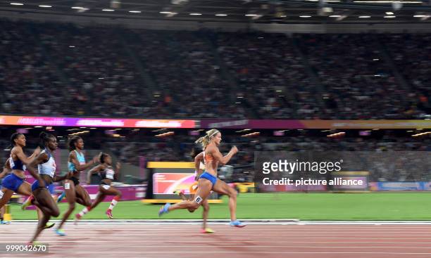 Dutch athlete Dafne Schippers leads the field in the women's 200 metre running event final at the IAAF World Championships, in London, UK, 11 August...