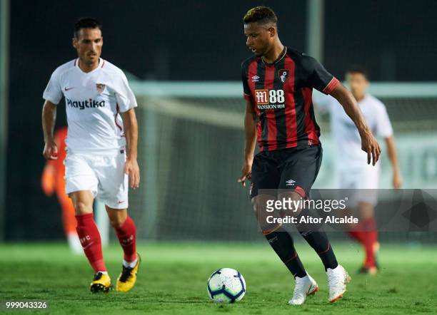 Lys Mousset of AFC Bournemouth controls the ball during Pre- Season friendly Match between Sevilla FC and AFC Bournemouth at La Manga Club on July...