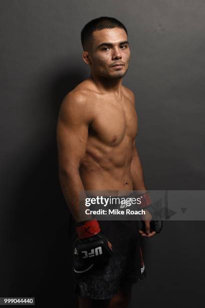 Mark De La Rosa poses for a post fight portrait during the UFC Fight Night event inside CenturyLink Arena on July 14, 2018 in Boise, Idaho.