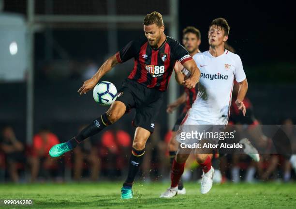 Simon Francis of AFC Bournemouth controls the ball during Pre- Season friendly Match between Sevilla FC and AFC Bournemouth at La Manga Club on July...