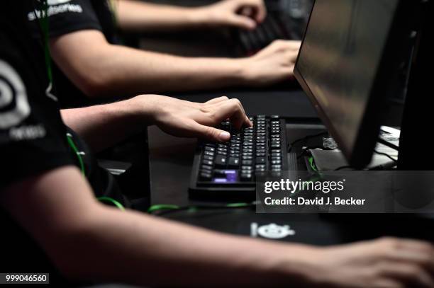 Gamers play "PlayersUnknown's Battlegrounds" as they compete in the PUBG Pan-Continental tournament during the World Showdown of Esports at PokerGo...