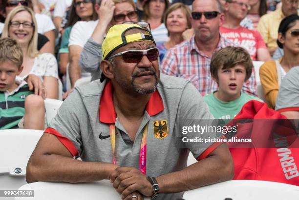 Idriss Gonschinska, the director of the German Light Athletics Association , follows the decathlon events at the IAAF World Championships in London,...