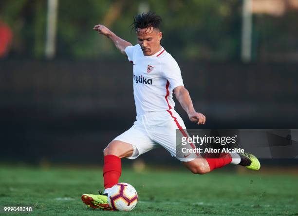 Roque Mesa of Sevilla FC controls the ball during Pre- Season friendly Match between Sevilla FC and AFC Bournemouth at La Manga Club on July 14, 2018...