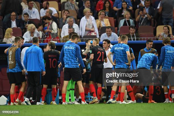 Croatia head coach Zlatko Dalic is seen during the 2018 FIFA World Cup Russia Semi Final match between England and Croatia at Luzhniki Stadium on...