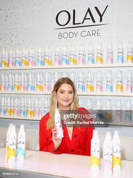 Ashley Benson flips out over Olay's new Foaming Whip Body Wash at Beautycon LA at the Los Angeles Convention Center on July 14, 2018 in Los Angeles,...