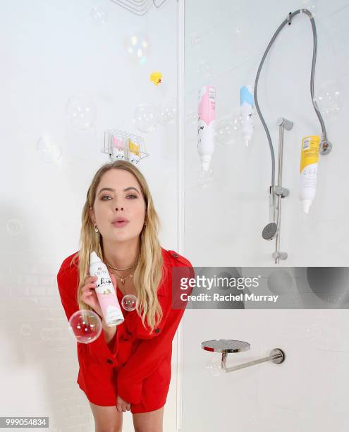 Ashley Benson flips out over Olay's new Foaming Whip Body Wash at Beautycon LA at the Los Angeles Convention Center on July 14, 2018 in Los Angeles,...