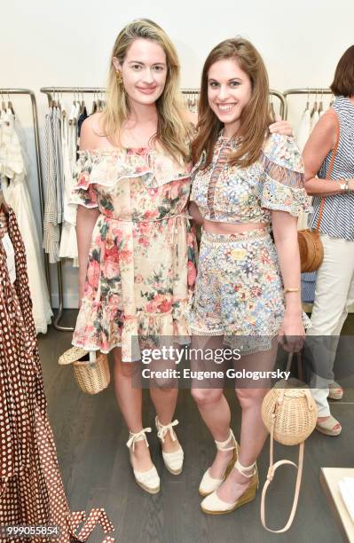 Sarah Bray and Delia Folk attend the INTERMIX x Hamptons Magazine Shopping Event at Intermix Southampton on July 14, 2018 in Southampton, New York.
