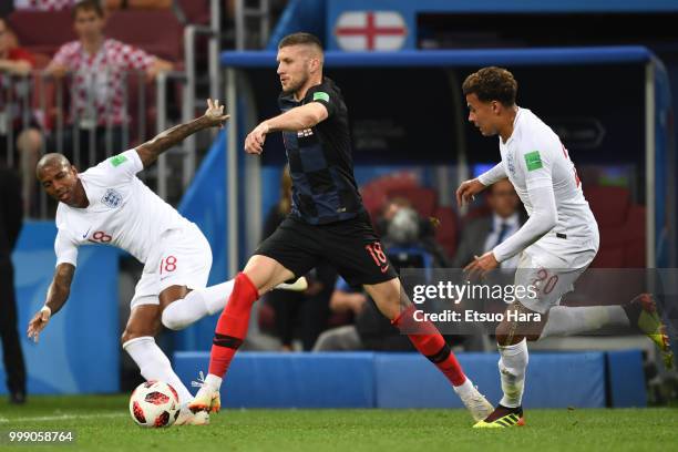 Ante Rebic of Croatia in action during the 2018 FIFA World Cup Russia Semi Final match between England and Croatia at Luzhniki Stadium on July 11,...
