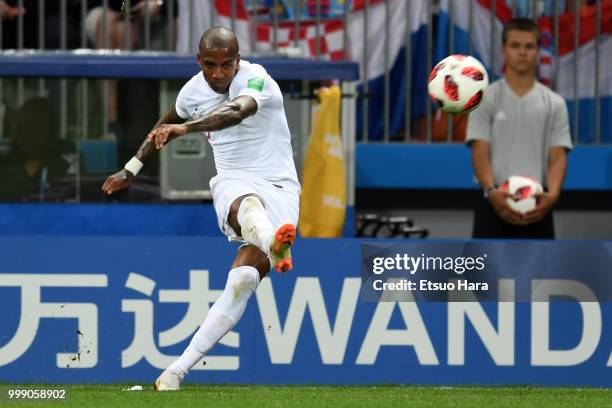 Ashley Young of England in action during the 2018 FIFA World Cup Russia Semi Final match between England and Croatia at Luzhniki Stadium on July 11,...