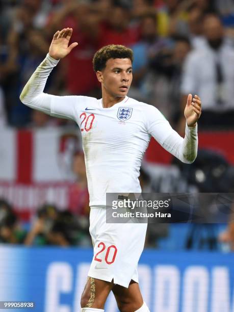 Dele Alli of England reacts during the 2018 FIFA World Cup Russia Semi Final match between England and Croatia at Luzhniki Stadium on July 11, 2018...