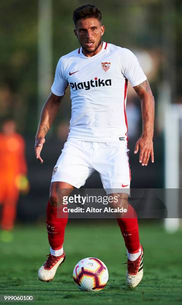 Daniel Carrico of Sevilla FC controls the ball during Pre- Season friendly Match between Sevilla FC and AFC Bournemouth at La Manga Club on July 14,...