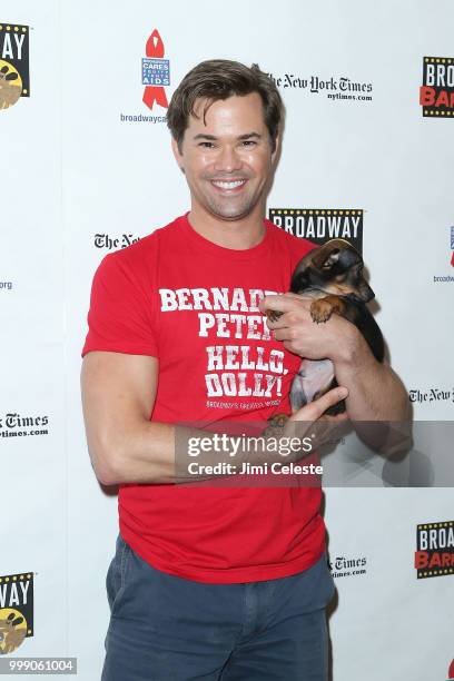 Andrew Rannells attends the 20th Anniversary Of Broadway Barks at Shubert Alley on July 14, 2018 in New York City.